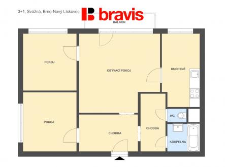 Pronájem bytu, 3+1, 73 m²