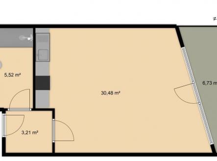 Pronájem bytu, 1+kk, 41 m²