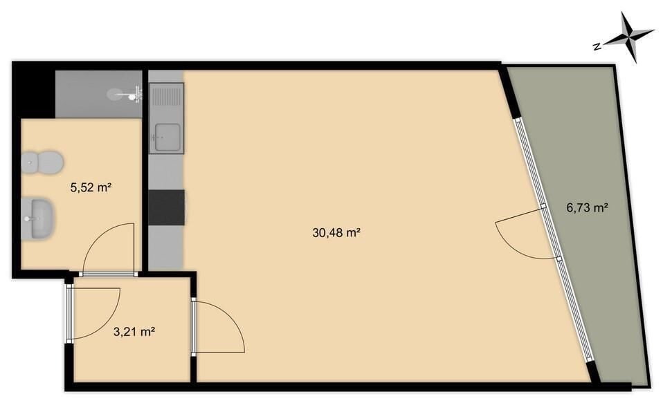 Pronájem krásného 1+kk 40m2 se 7m2 balkonem