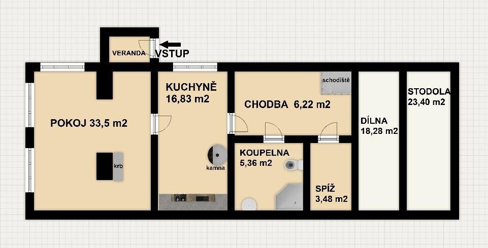 Prodej chalupy se zahradou 646 m2