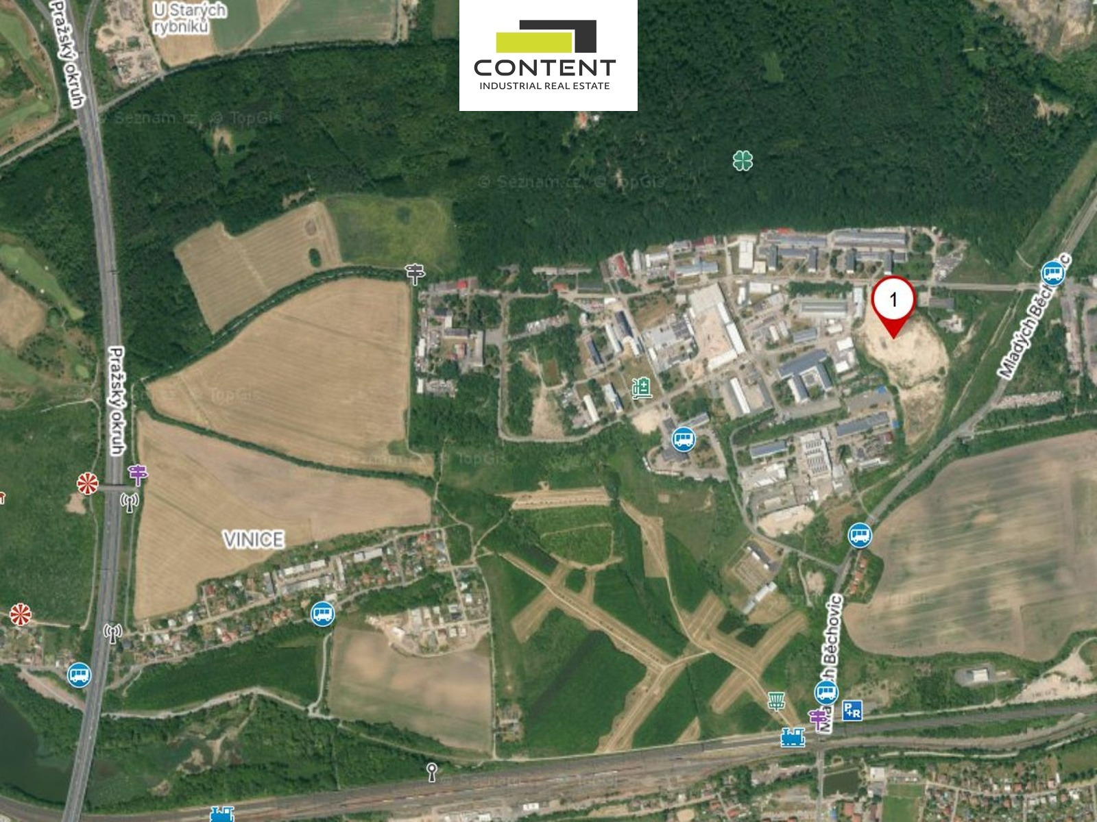 Prodej komerčního pozemku 13.383 m², Praha 9 Běchovice