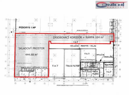 Pronájem - skladovací prostor, 609 m²