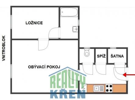 Pronájem bytu, 2+kk, 38 m²