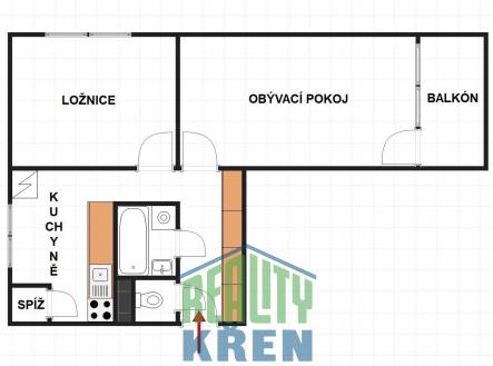 Pronájem bytu, 2+1, 49 m²