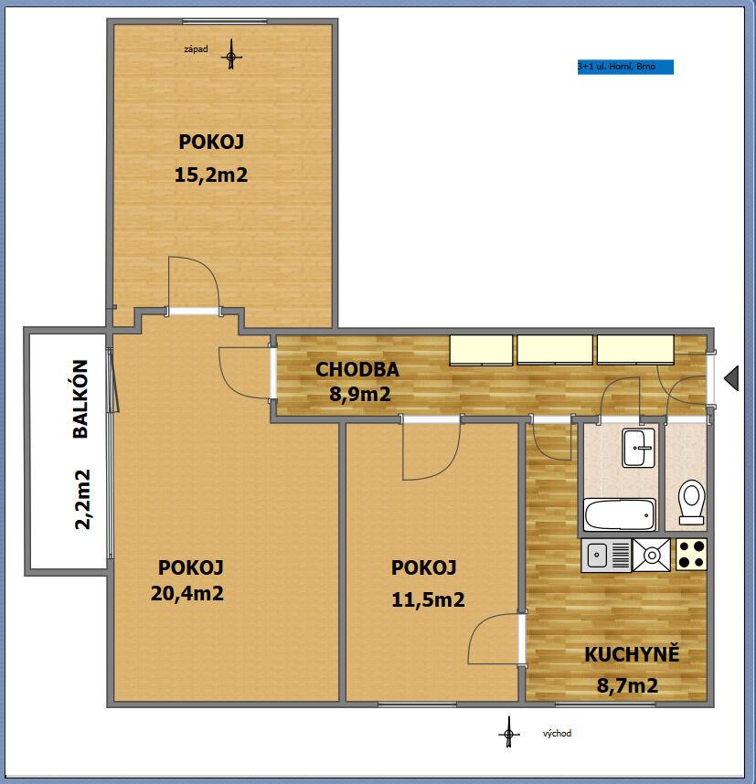 Pronájem 3+1 Horní, Brno - Štýřice