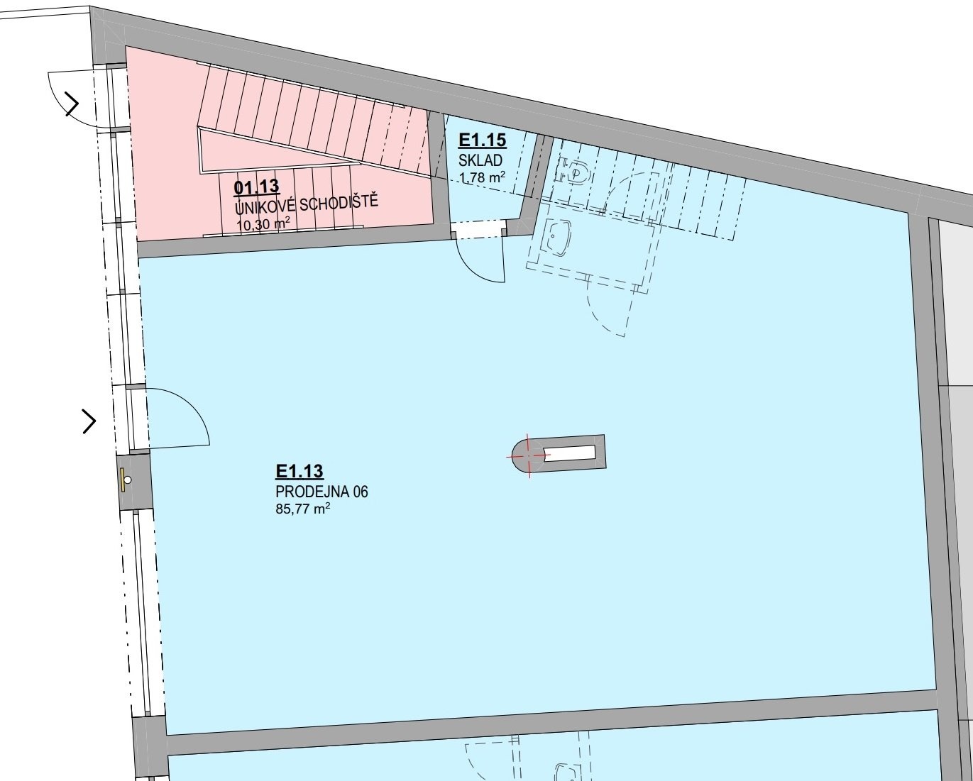 1NP E1d, prodejna 06, 87,55m2