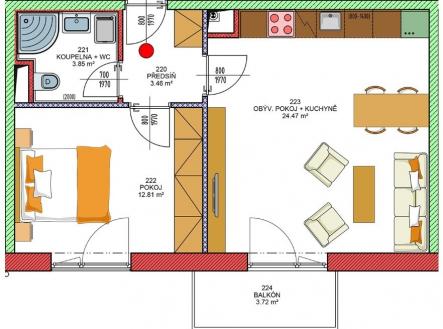 Prodej bytu, 2+kk, 45 m²