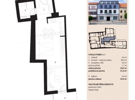 Pronájem bytu, 1+kk, 41 m²