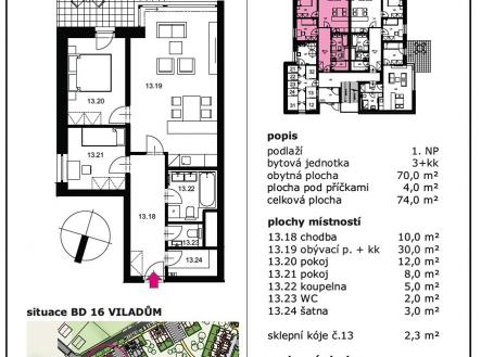 Prodej bytu, 3+kk, 74 m²
