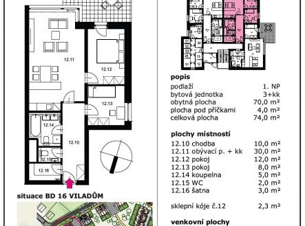 Prodej bytu, 3+kk, 74 m²
