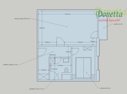 Pronájem bytu, 2+kk, 44 m²