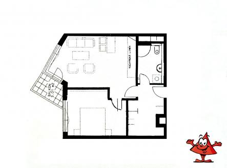 Pronájem bytu, 2+kk, 49 m²