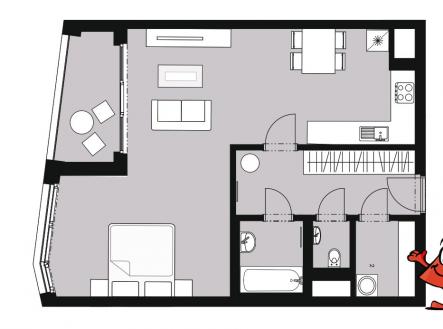 Pronájem bytu, 2+kk, 61 m²