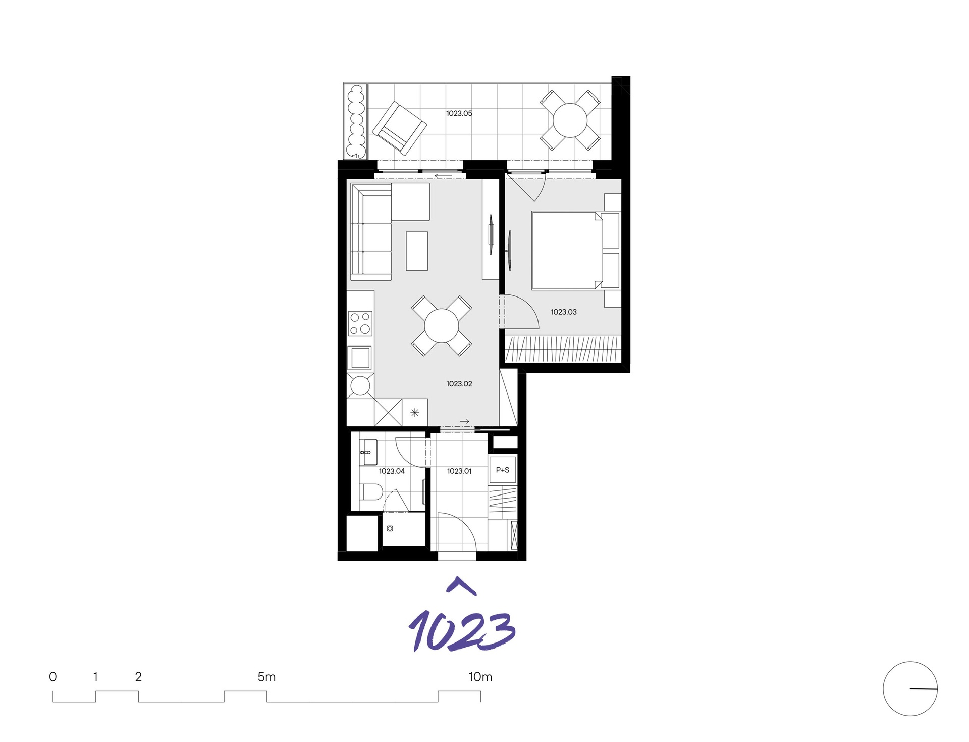Projekt LIHOVAR: Investiční 2+kk (byt č. 1023 - 45,3 m2)