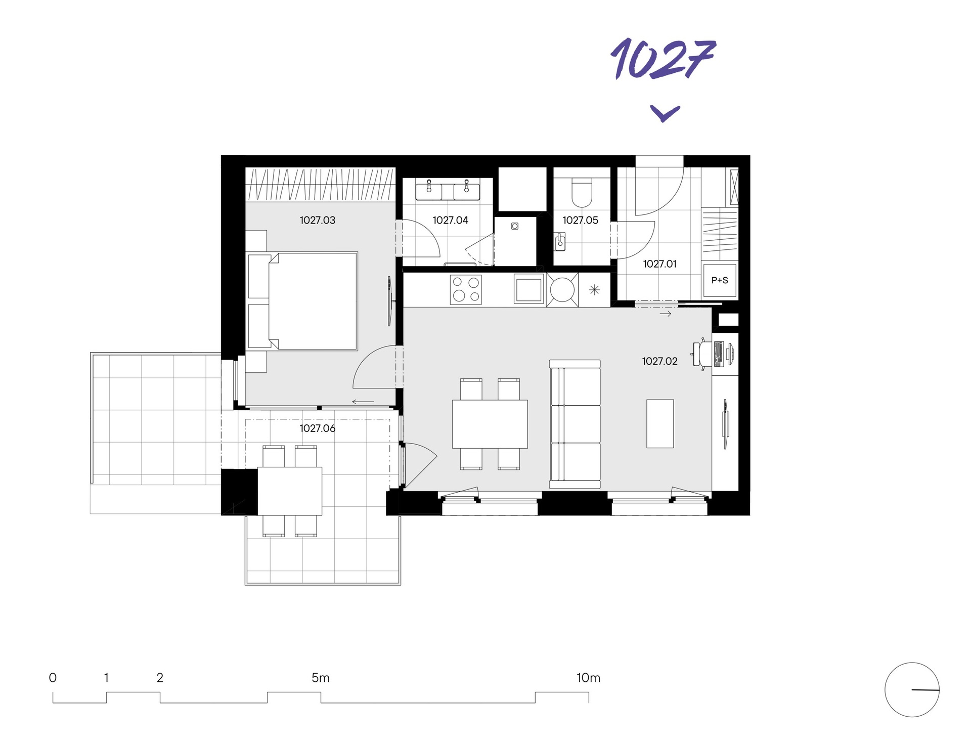 Projekt LIHOVAR: Byt 2+kk (byt č.1027 - 50,9 m2) s prostornou lodžií na jihovýchod