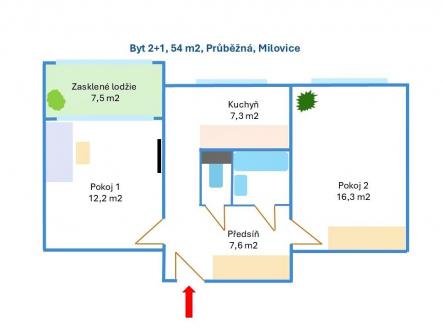 Prodej bytu, 2+1, 63 m²