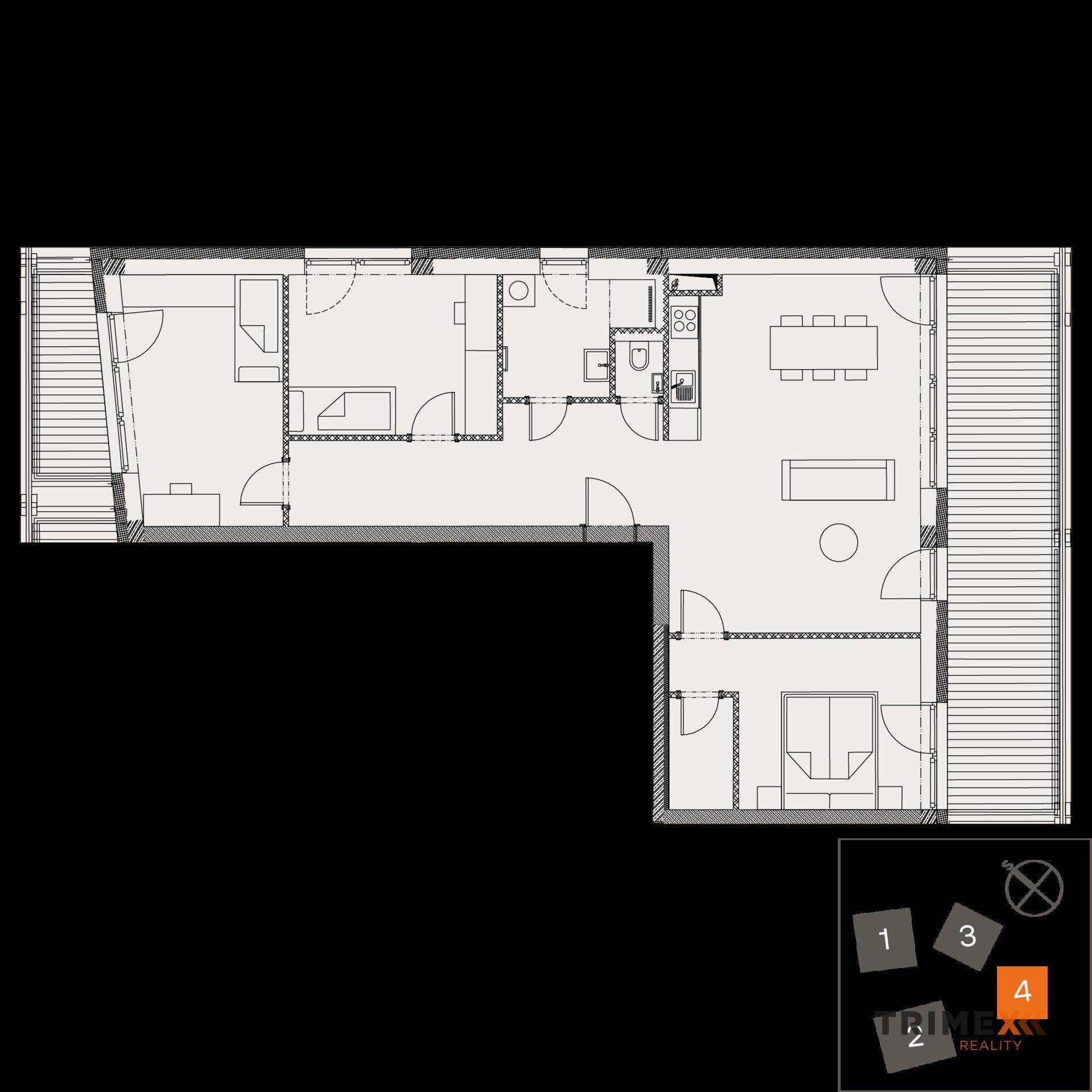Rezidenci Štěpánov, Valašské Meziříčí, bytová jednotka 4+kk, 90,53 m2, balkony 25,64 m2
