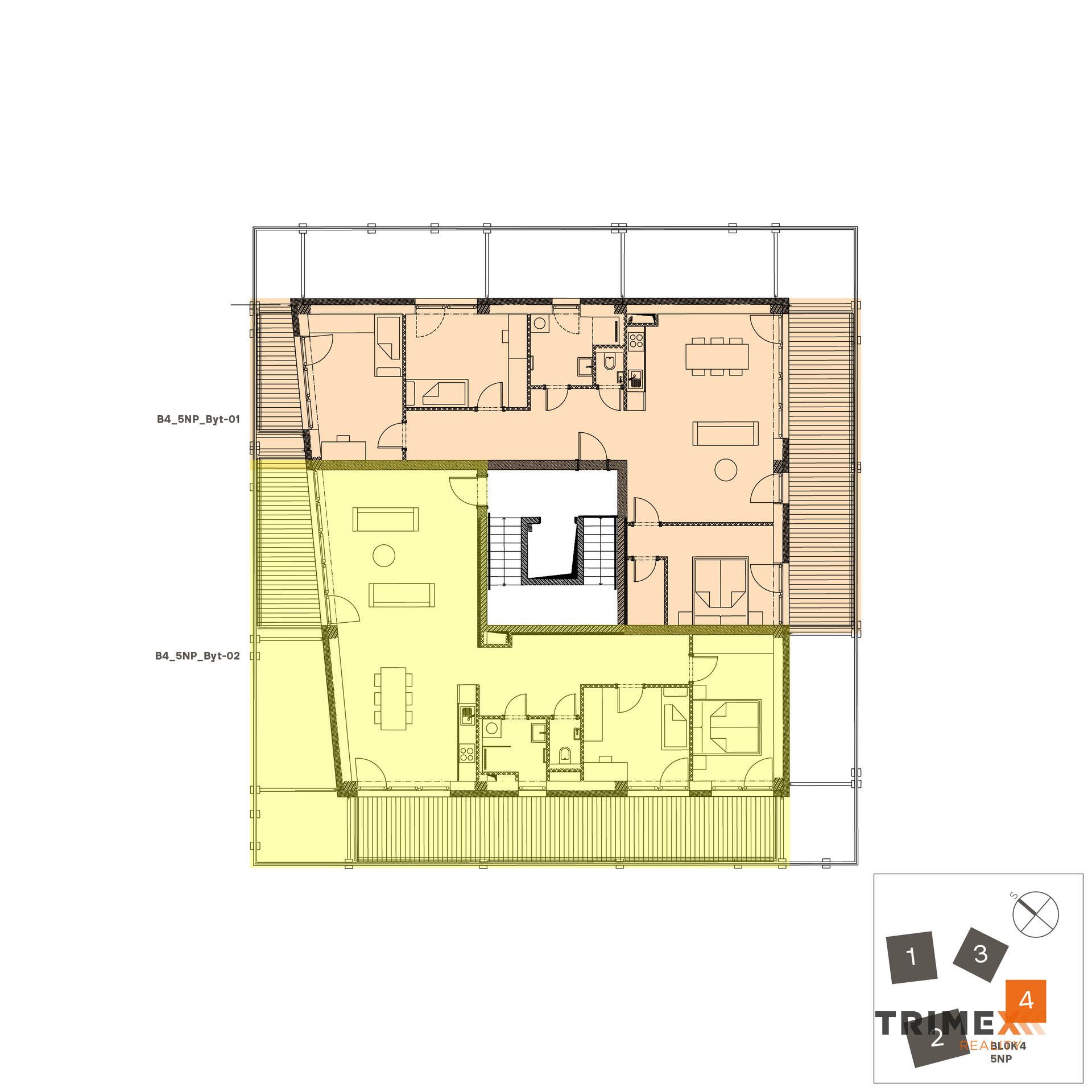 Rezidenci Štěpánov, Valašské Meziříčí, bytová jednotka 4+kk, 90,53 m2, balkony 25,64 m2