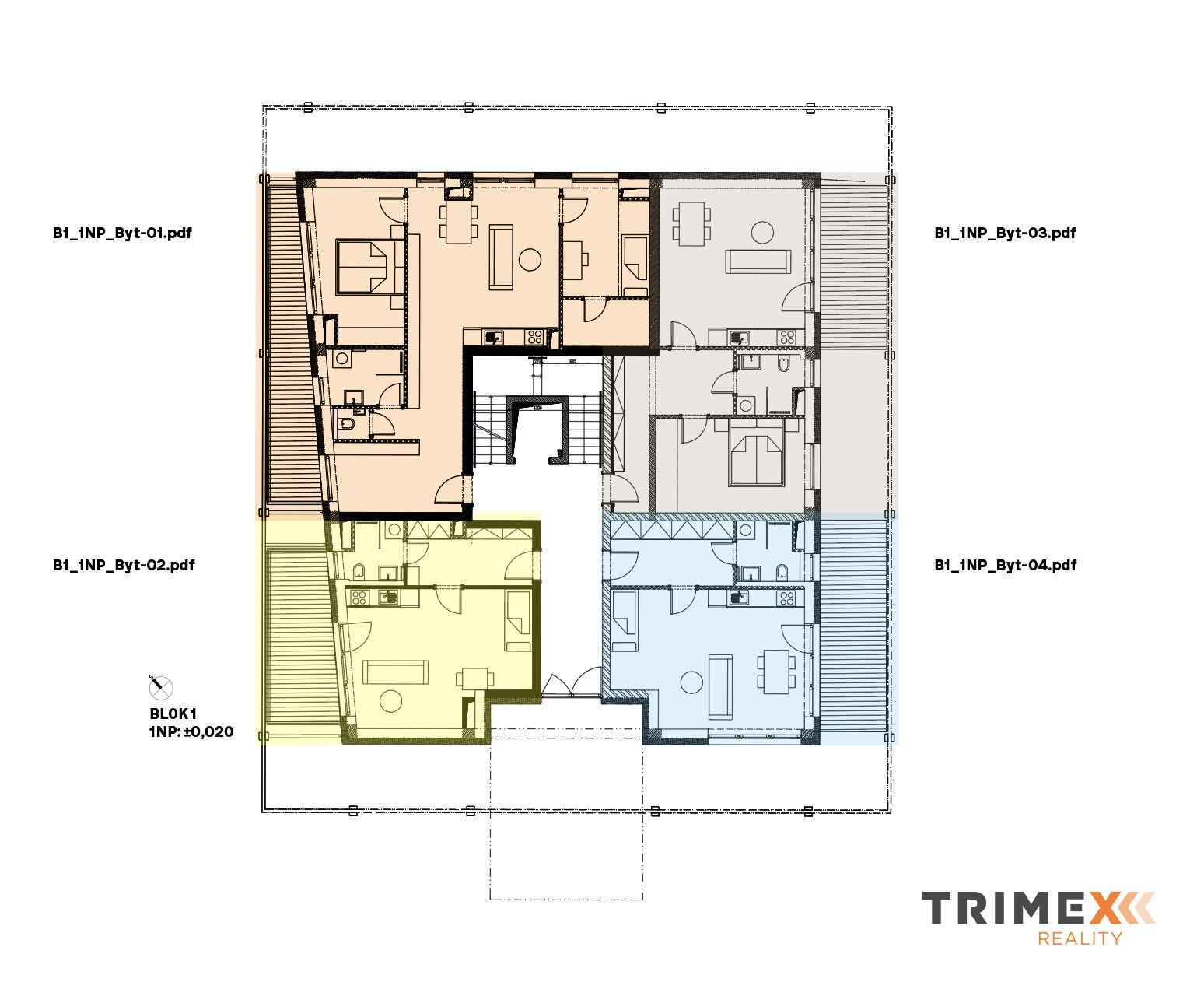 Rezidenci Štěpánov, Valašské Meziříčí, byt. jednotka 1+kk, 37,91 m2, terasa 14,53 m2, zahrada 81,4m2