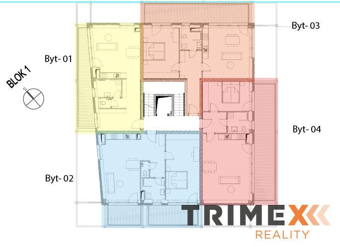 Rezidenci Štěpánov, Valašské Meziříčí, bytová jednotka 1+kk, 43,99 m2, balkon 13,91 m2
