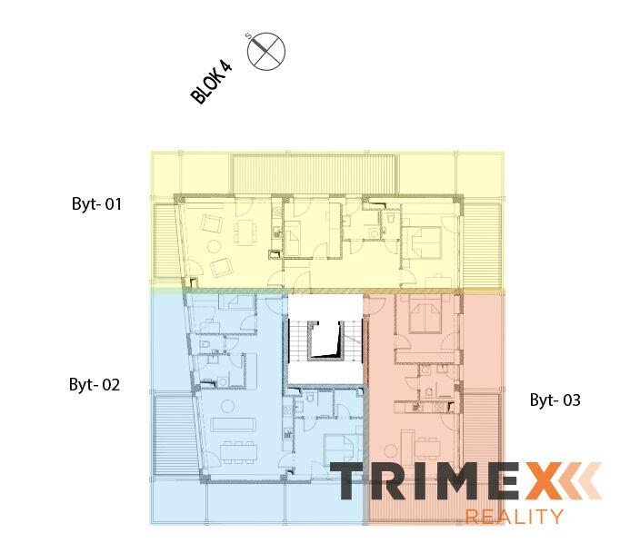 Rezidenci Štěpánov, Valašské Meziříčí, bytová jednotka 3+kk, 65,49 m2, balkony 34,4 m2