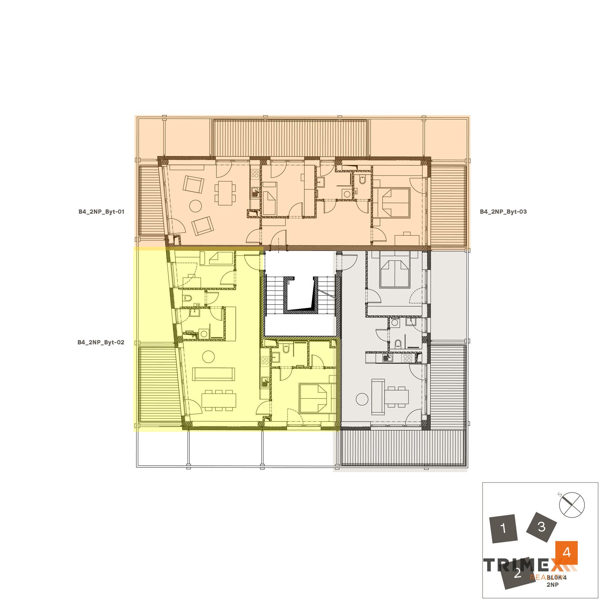 Rezidenci Štěpánov, Valašské Meziříčí, bytová jednotka 3+kk, 65,49 m2, balkony 34,4 m2