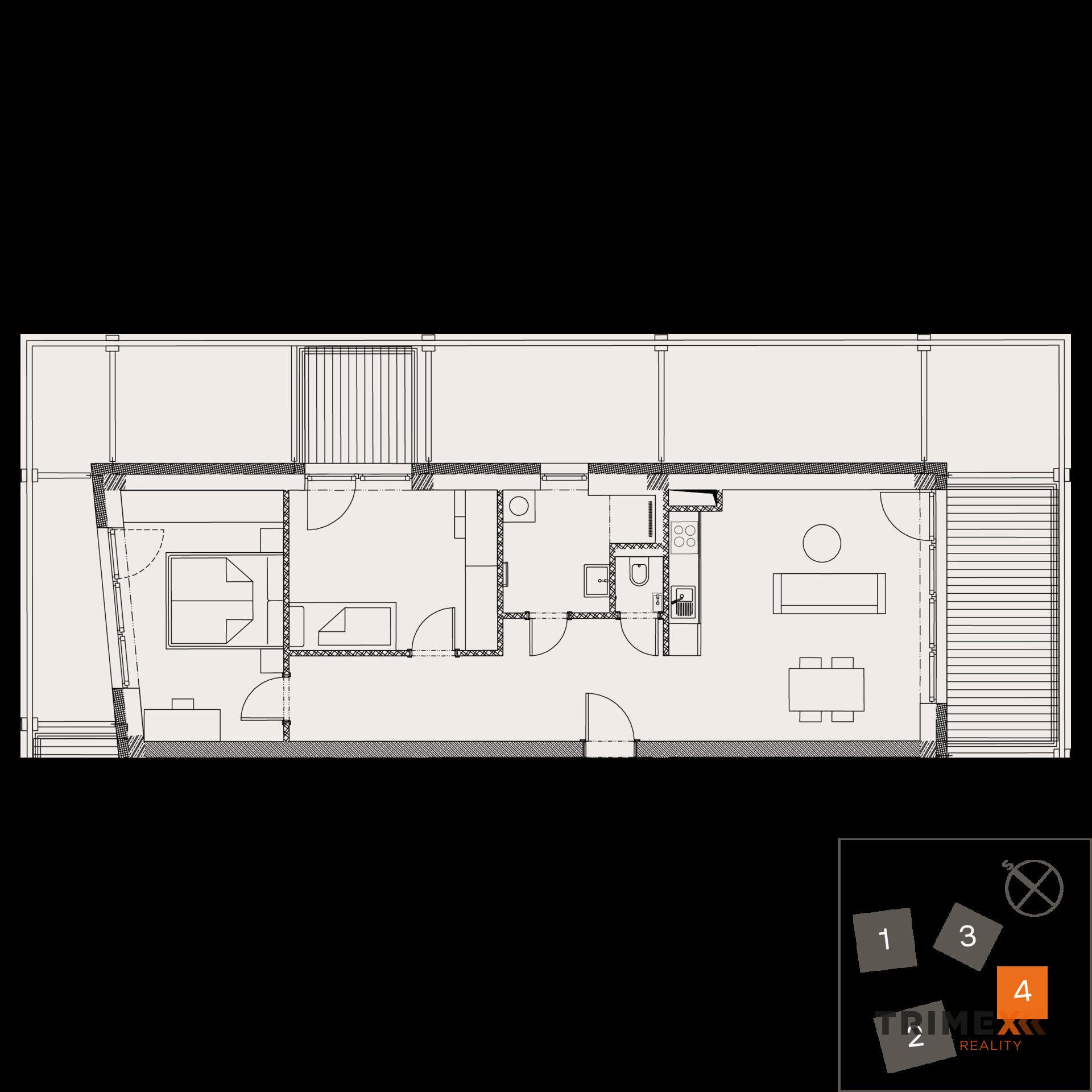 Rezidenci Štěpánov, Valašské Meziříčí, bytová jednotka 3+kk, 66,57 m2, balkony 14,16 m2