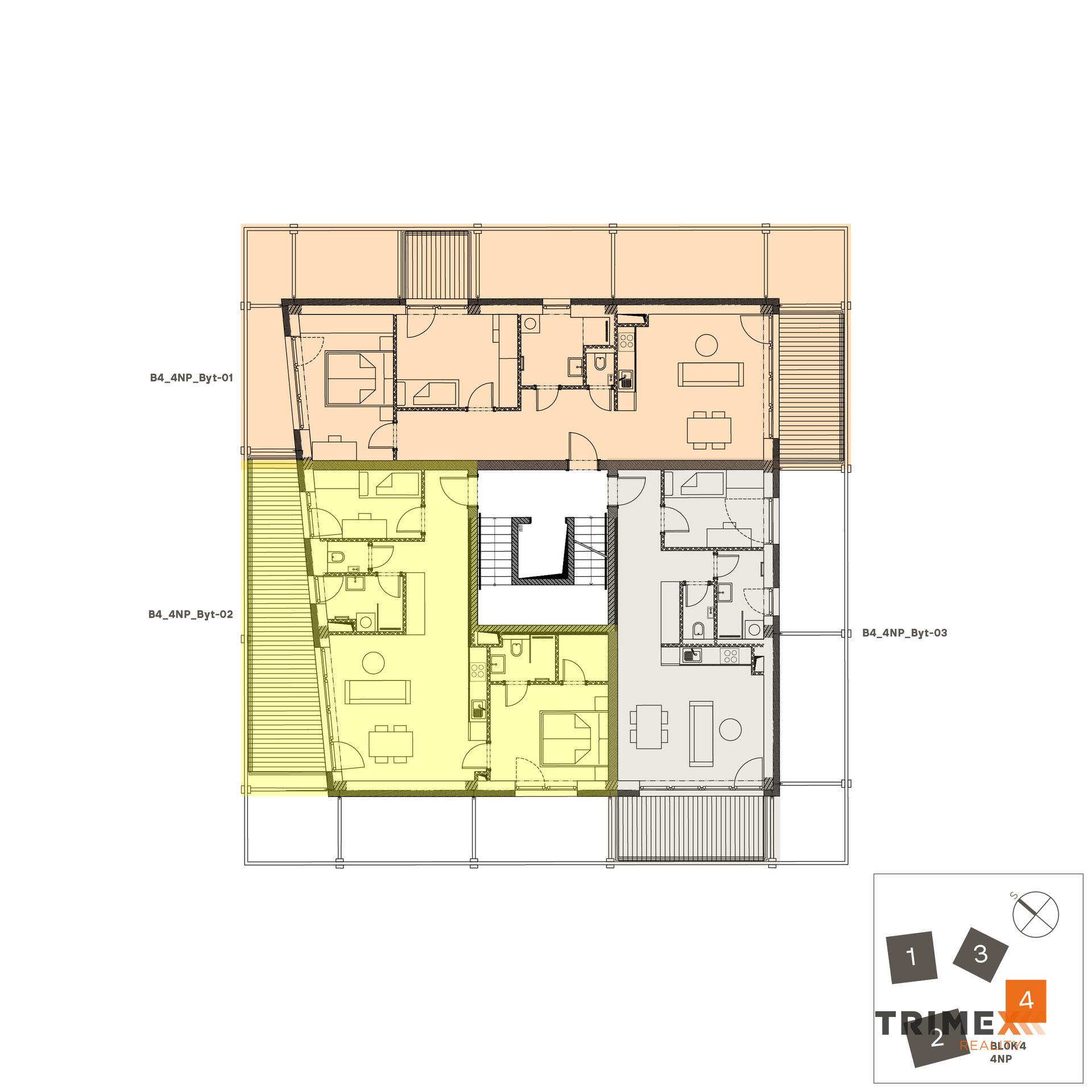 Rezidenci Štěpánov, Valašské Meziříčí, bytová jednotka 3+kk, 66,57 m2, balkony 14,16 m2