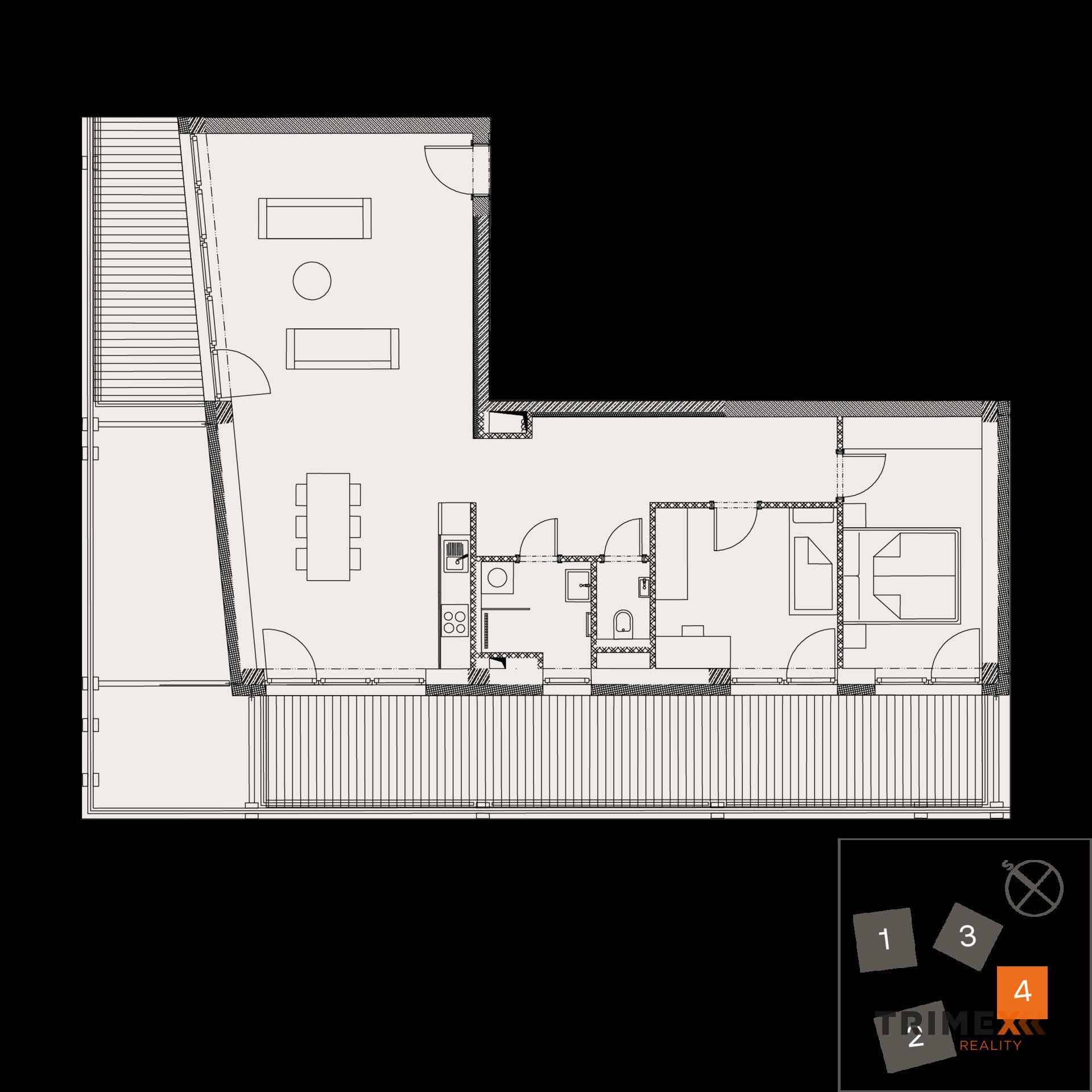 Rezidenci Štěpánov, Valašské Meziříčí, bytová jednotka 3+kk, 86,36 m2, balkony 37,52 m2