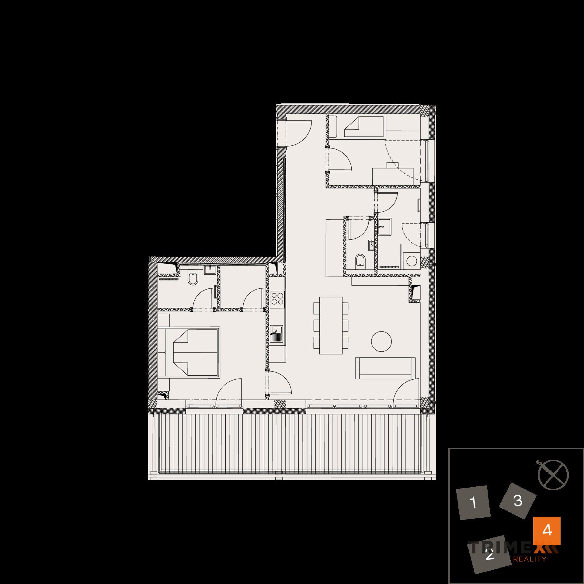 Rezidenci Štěpánov, Valašské Meziříčí, bytová jednotka 3+kk, 65,09 m2, balkon 18,98 m2