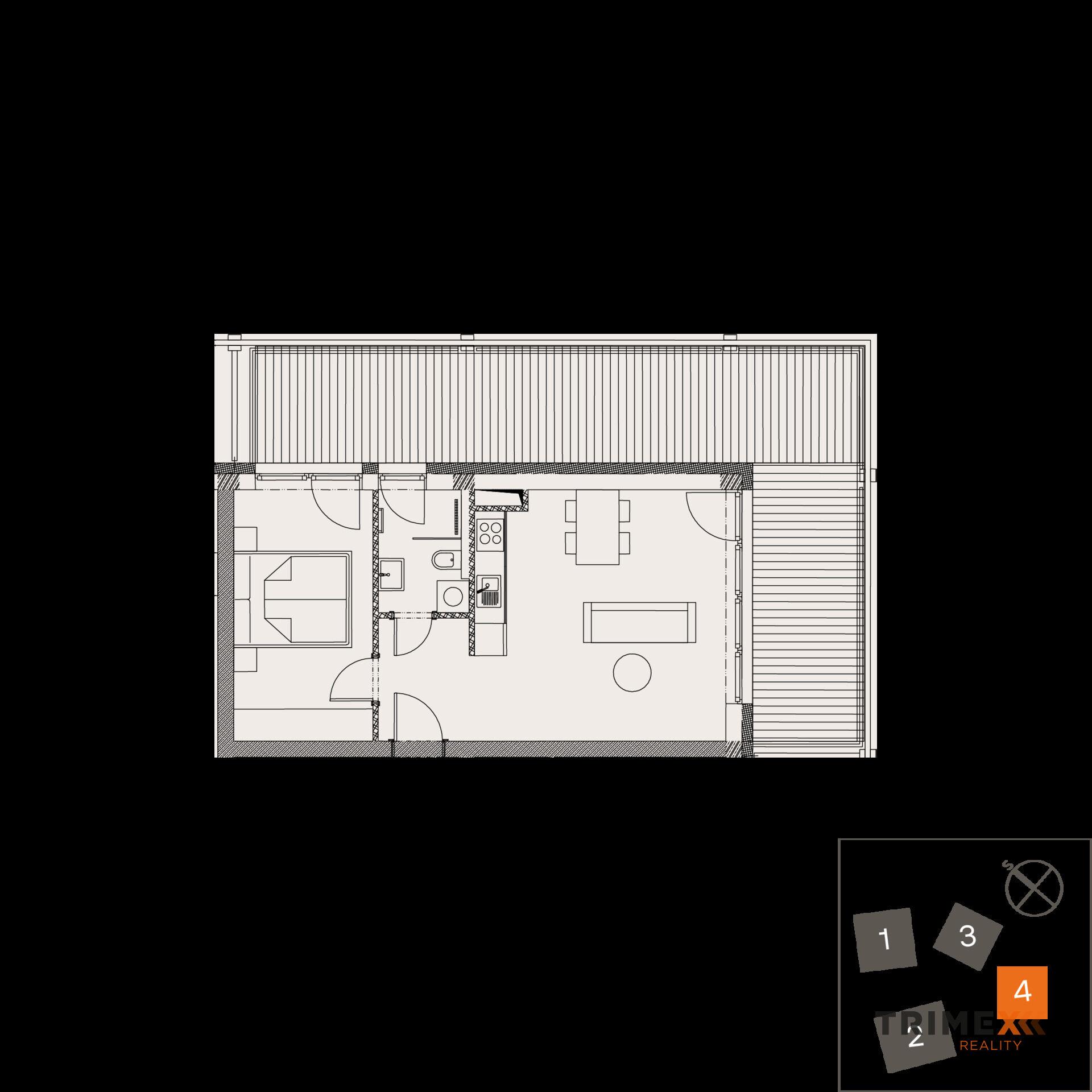 Rezidenci Štěpánov, Valašské Meziříčí, bytová jednotka 2+kk, 39,82 m2, balkon 35,65 m2