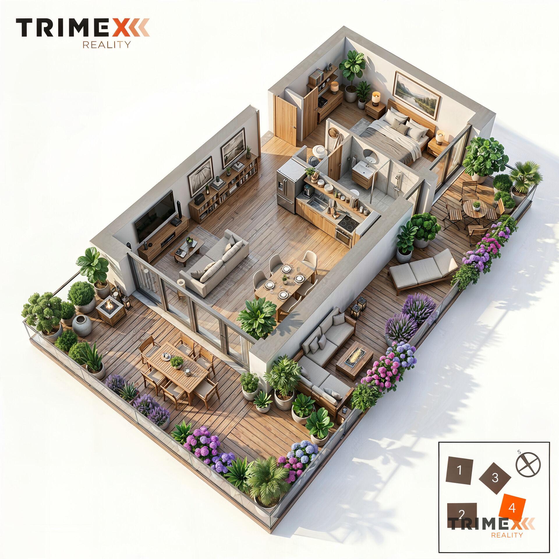 Rezidenci Štěpánov, Valašské Meziříčí, bytová jednotka 2+kk, 39,82 m2, balkon 35,65 m2