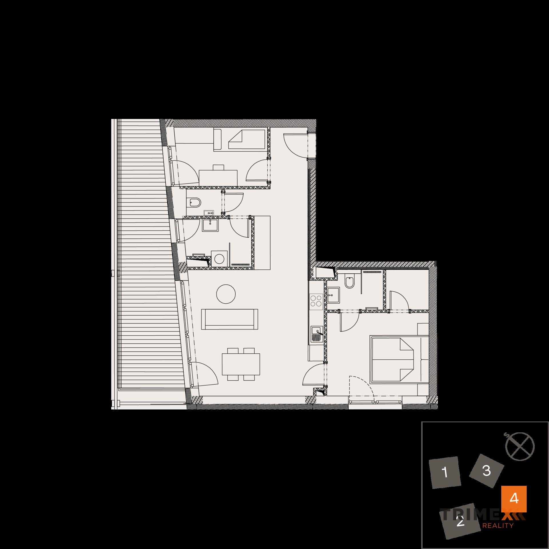 Rezidenci Štěpánov, Valašské Meziříčí, bytová jednotka 3+kk, 63,07 m2, balkon 20,45 m2