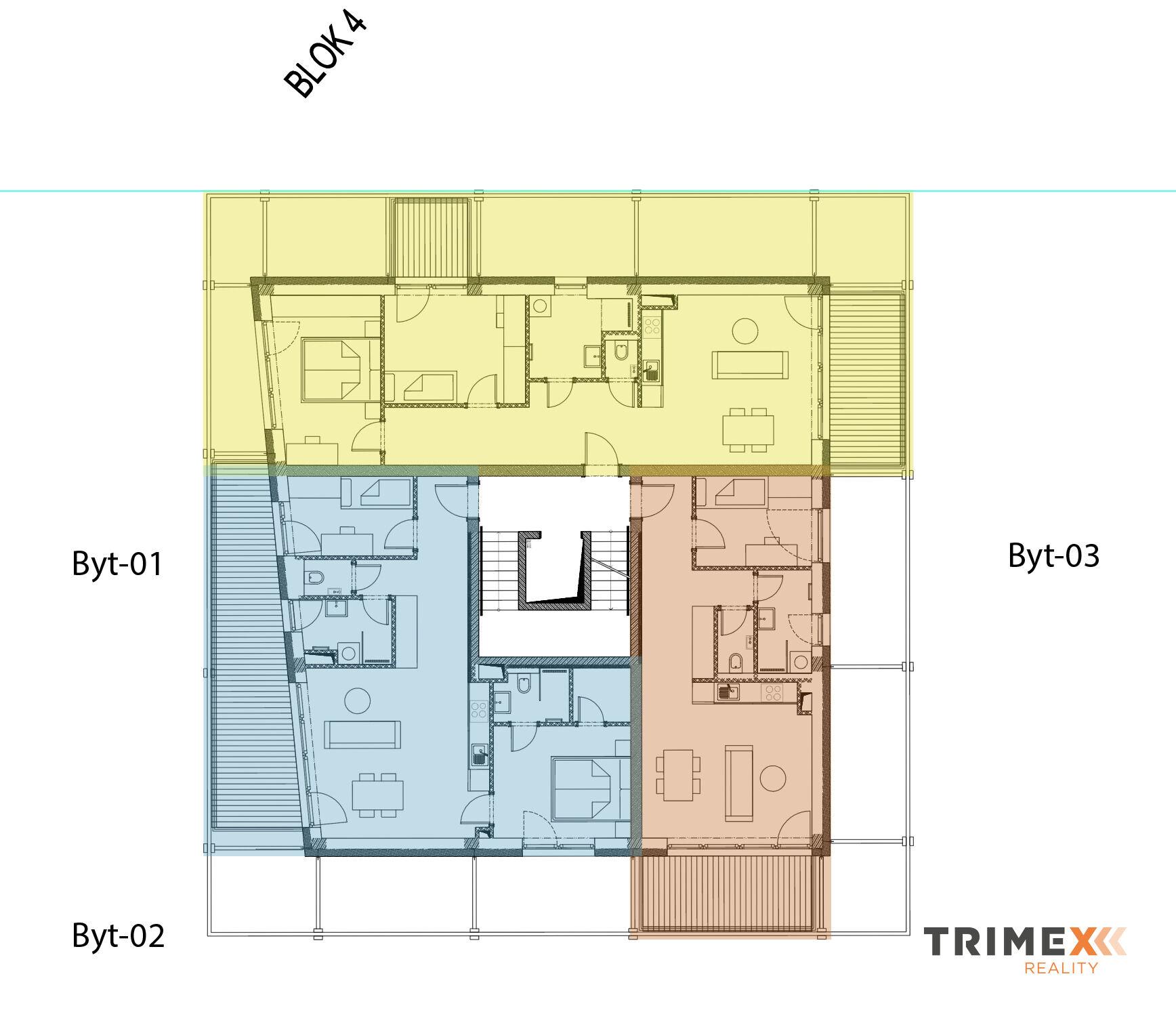Rezidenci Štěpánov, Valašské Meziříčí, bytová jednotka 3+kk, 63,07 m2, balkon 20,45 m2