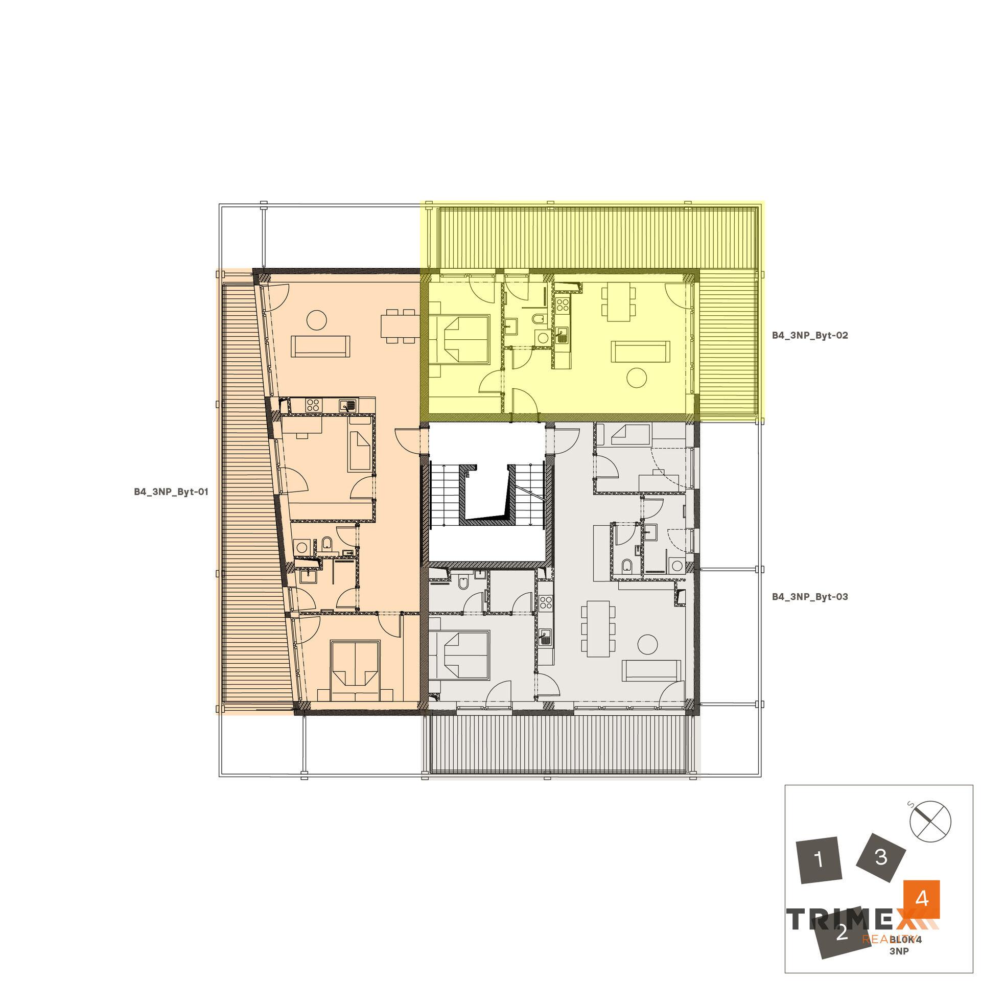 Rezidenci Štěpánov, Valašské Meziříčí, bytová jednotka 3+kk, 68,28 m2, balkon 28 m2