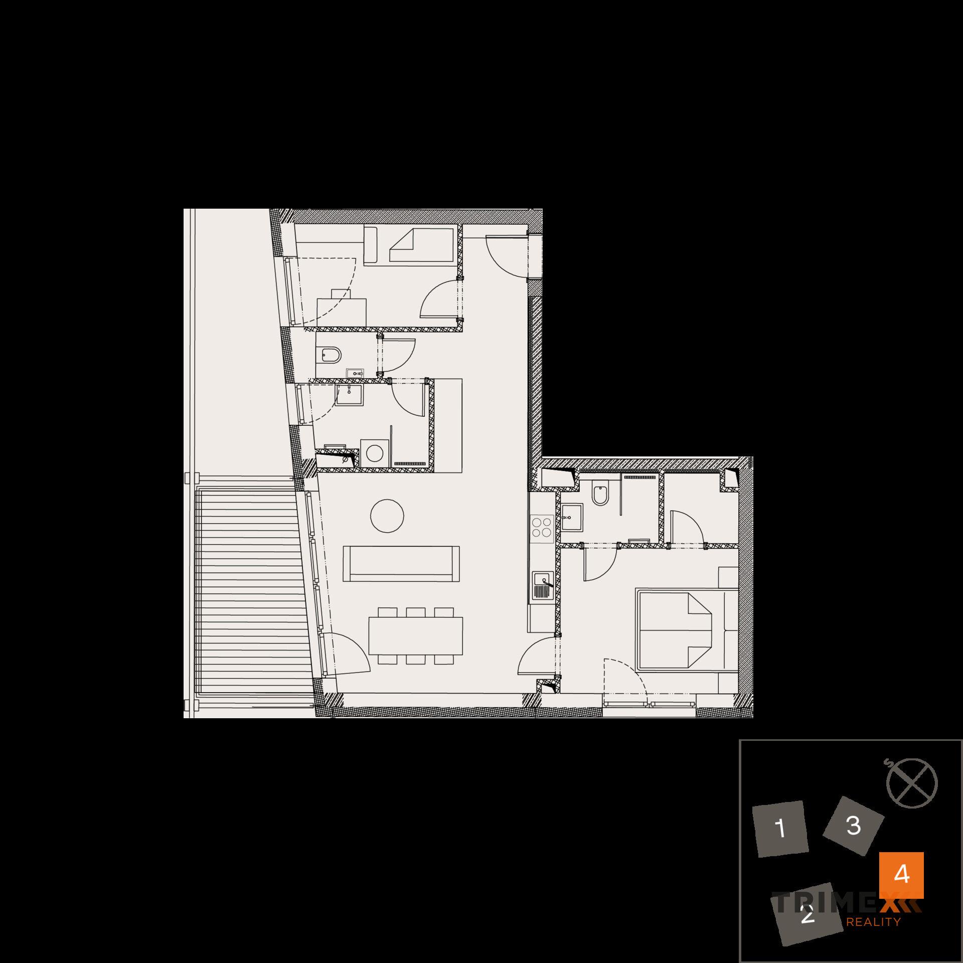 Rezidenci Štěpánov, Valašské Meziříčí, bytová jednotka 3+kk, 63,23 m2, balkon 10,03 m2