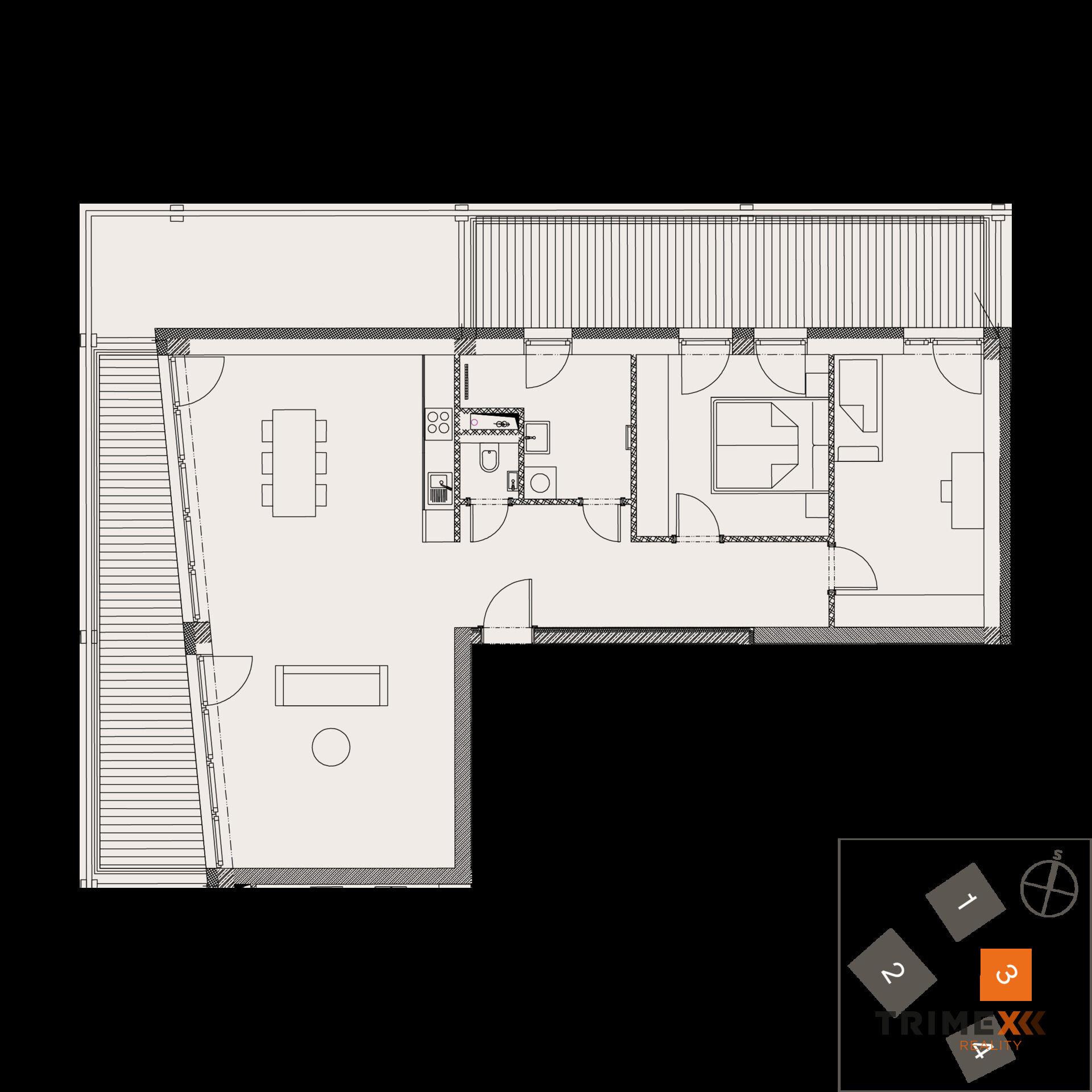 Rezidenci Štěpánov, Valašské Meziříčí, bytová jednotka 3+kk, 90,76 m2, balkony s výměrou 34,5 m2
