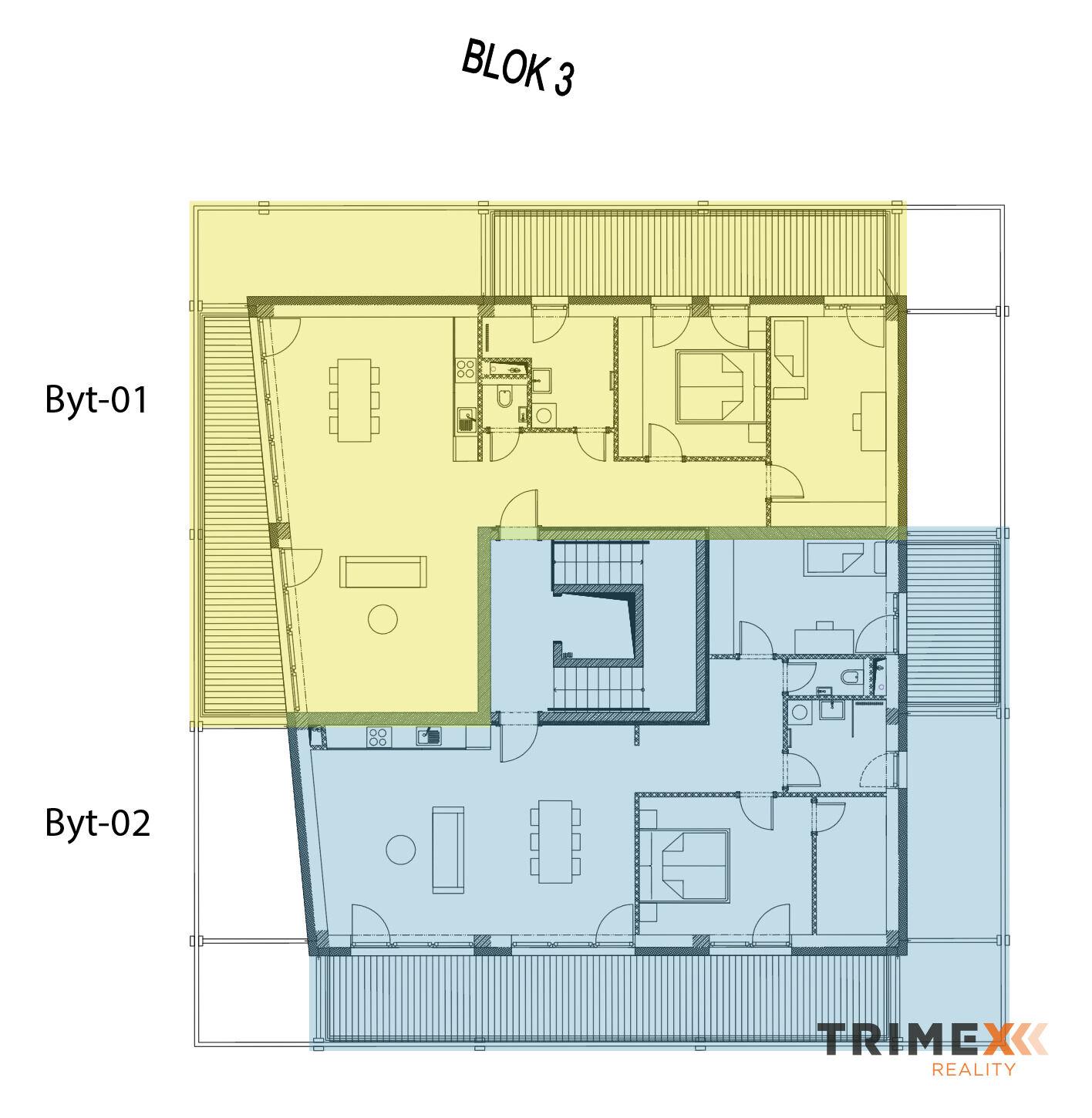 Rezidenci Štěpánov, Valašské Meziříčí, bytová jednotka 3+kk, 86,31 m2, balkony 36,76 m2