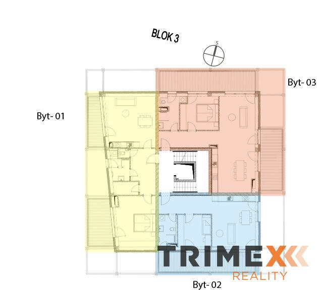Rezidenci Štěpánov, Valašské Meziříčí, bytová jednotka 2+kk, 47,21 m2, balkon 19,96 m2