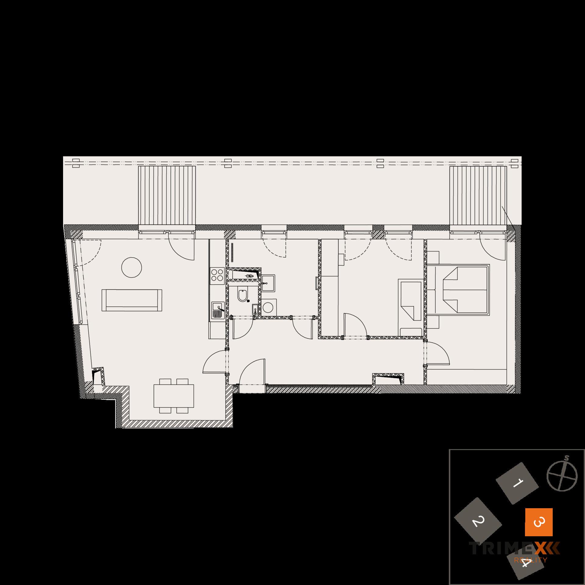 Rezidenci Štěpánov, Valašské Meziříčí, byt. jedn. 3+kk, 75,18 m2, terasa 8,2 m2, zahrada 159,3m2