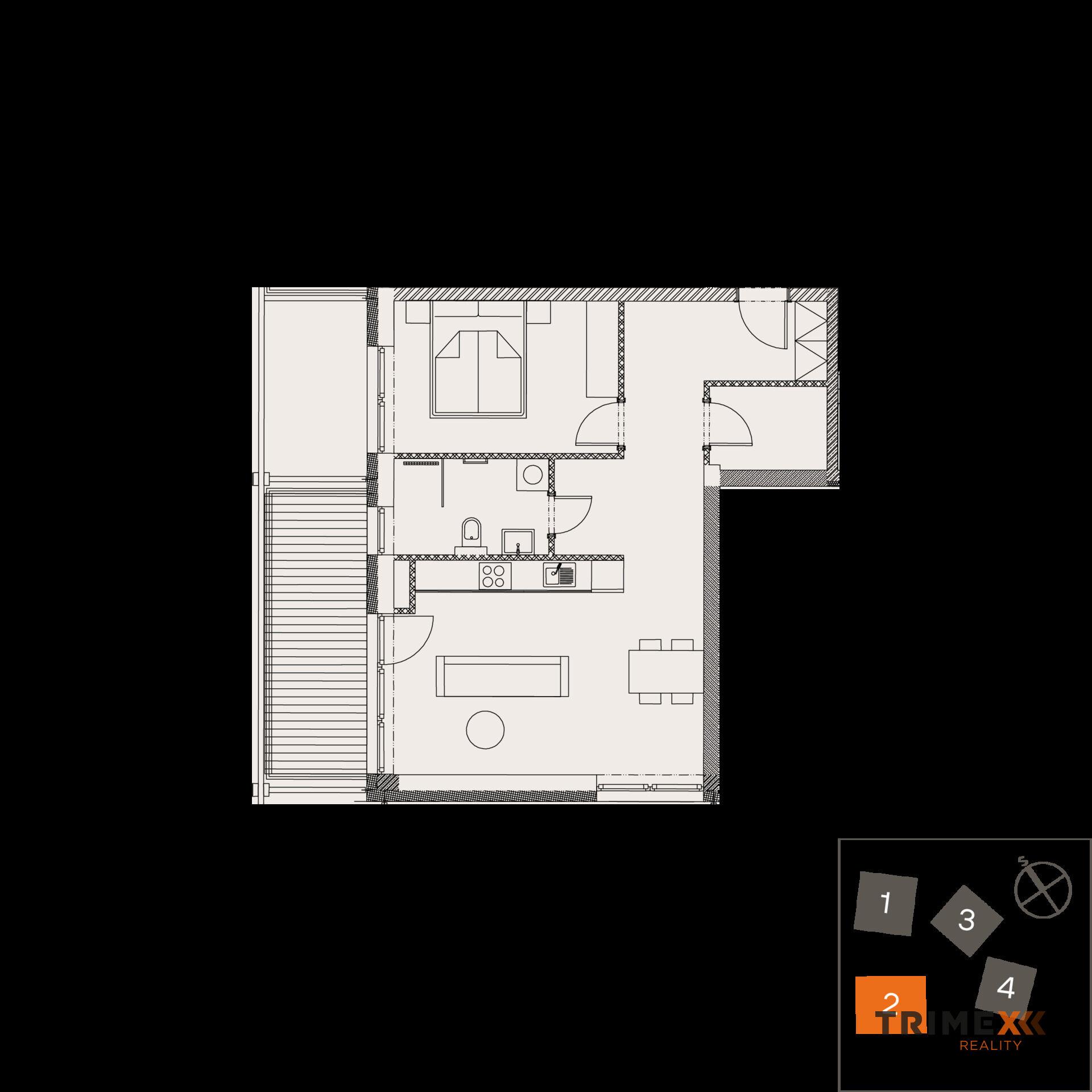 Rezidenci Štěpánov, Valašské Meziříčí, bytová jednotka 2+kk, 55,52 m2, balkon 10,01 m2
