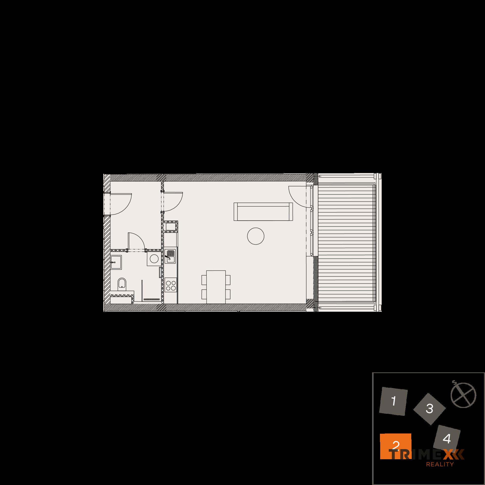 Rezidenci Štěpánov, Valašské Meziříčí, bytová jednotka 1+kk, 41,09 m2, balkon 11,92 m2