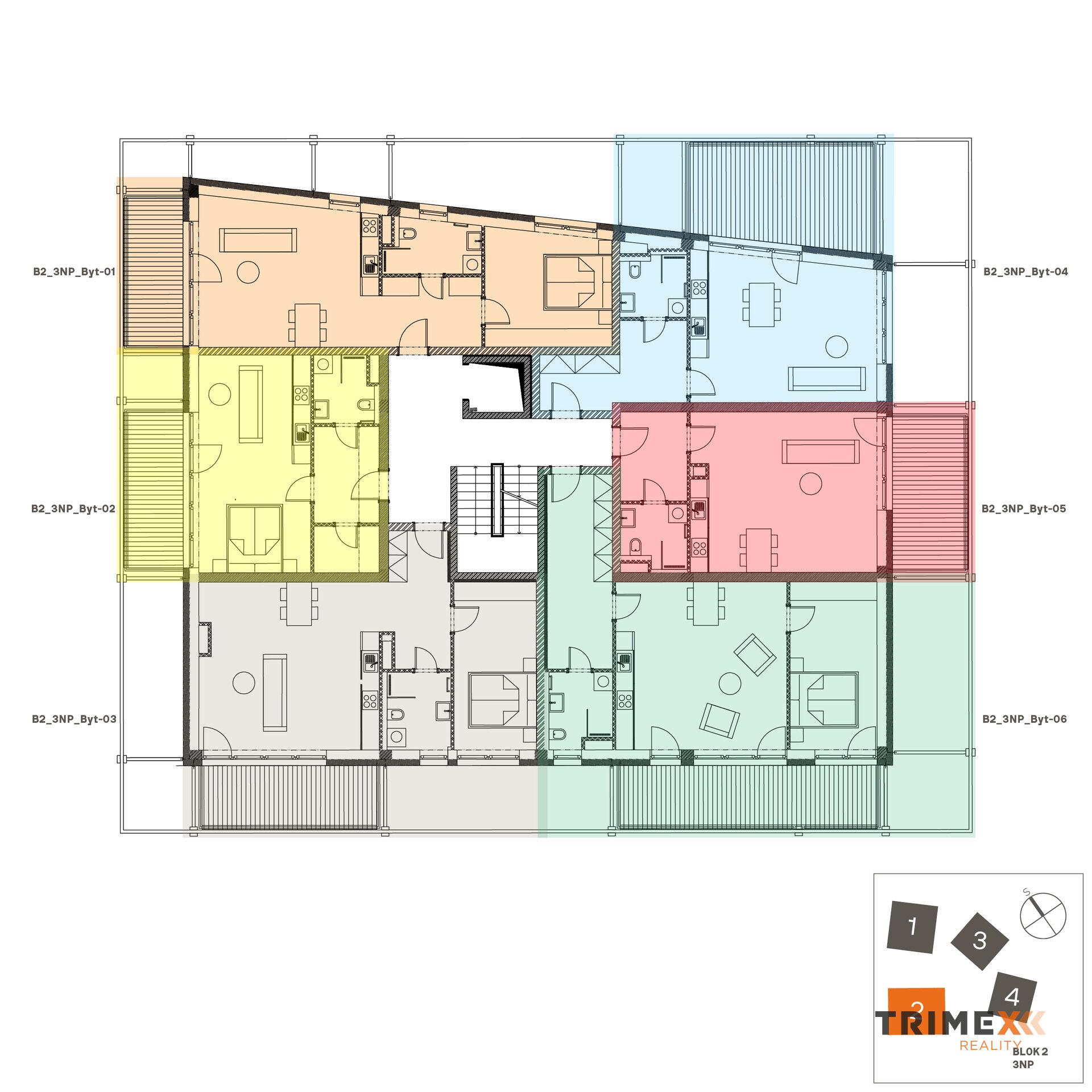 Rezidenci Štěpánov, Valašské Meziříčí, bytová jednotka 1+kk, 41,09 m2, balkon 11,92 m2