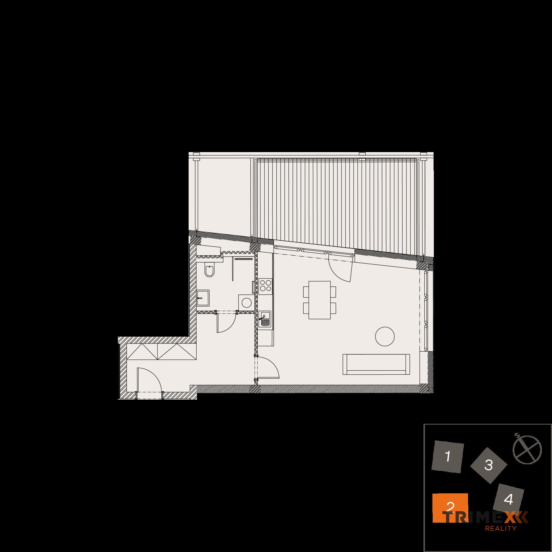 Rezidenci Štěpánov, Valašské Meziříčí, bytová jednotka 1+kk, 42,11 m2, balkon 19,19 m2