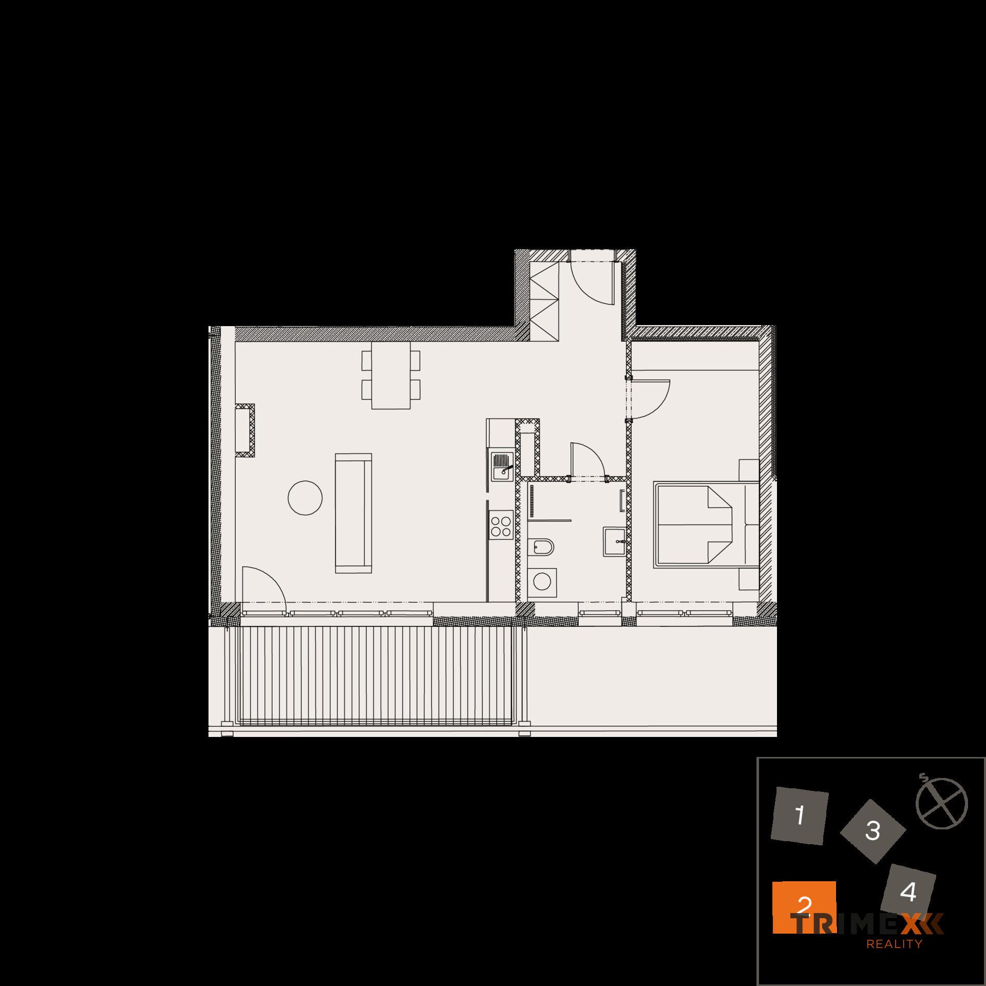 Rezidenci Štěpánov, Valašské Meziříčí, bytová jednotka 2+kk, 60,84 m2, balkon 11,5 m2