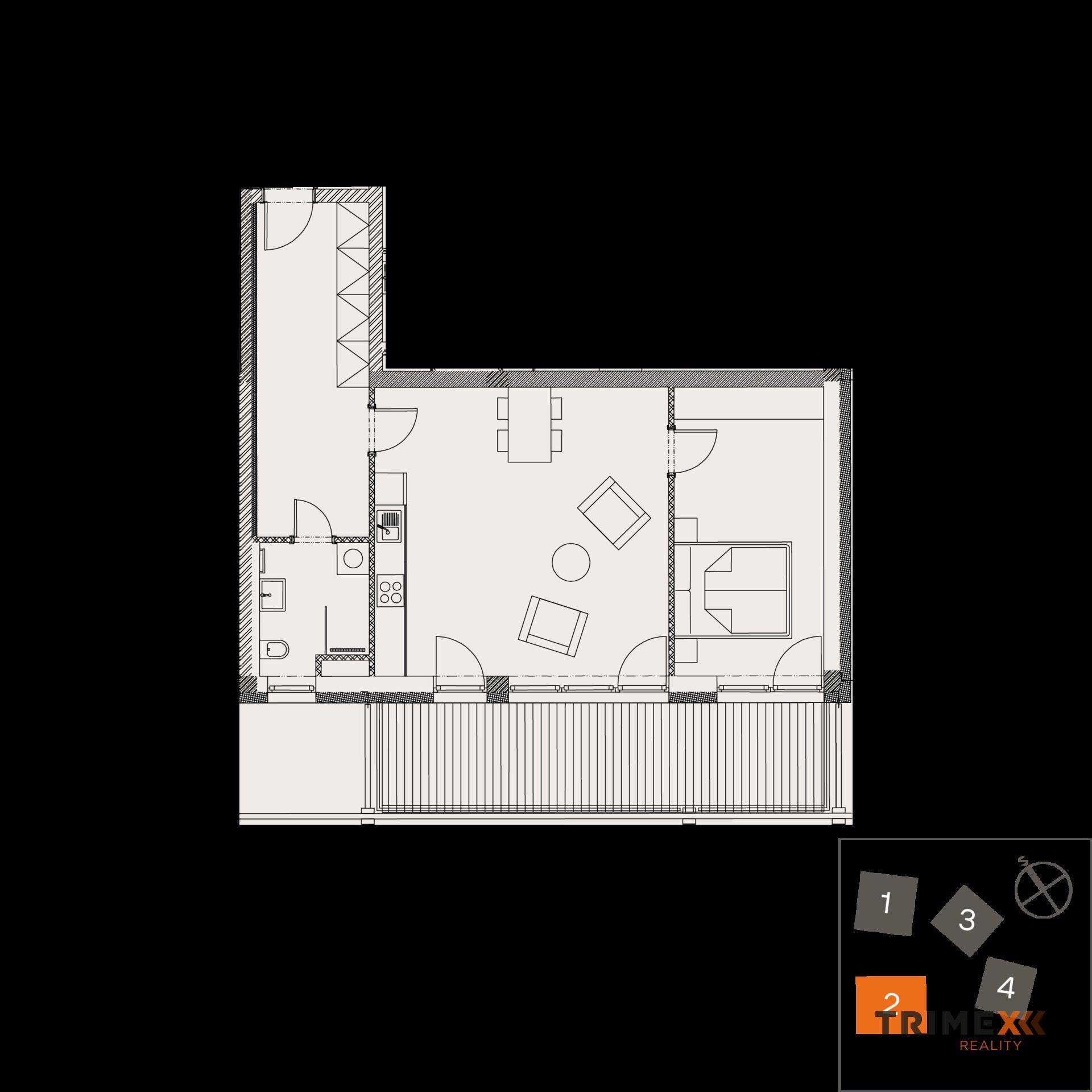 Rezidenci Štěpánov, Valašské Meziříčí, bytová jednotka 2+kk, 62,77 m2, balkon 16,91 m2