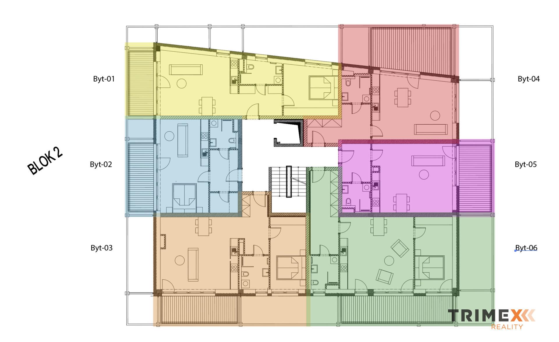 Rezidenci Štěpánov, Valašské Meziříčí, bytová jednotka 2+kk, 62,77 m2, balkon 16,91 m2