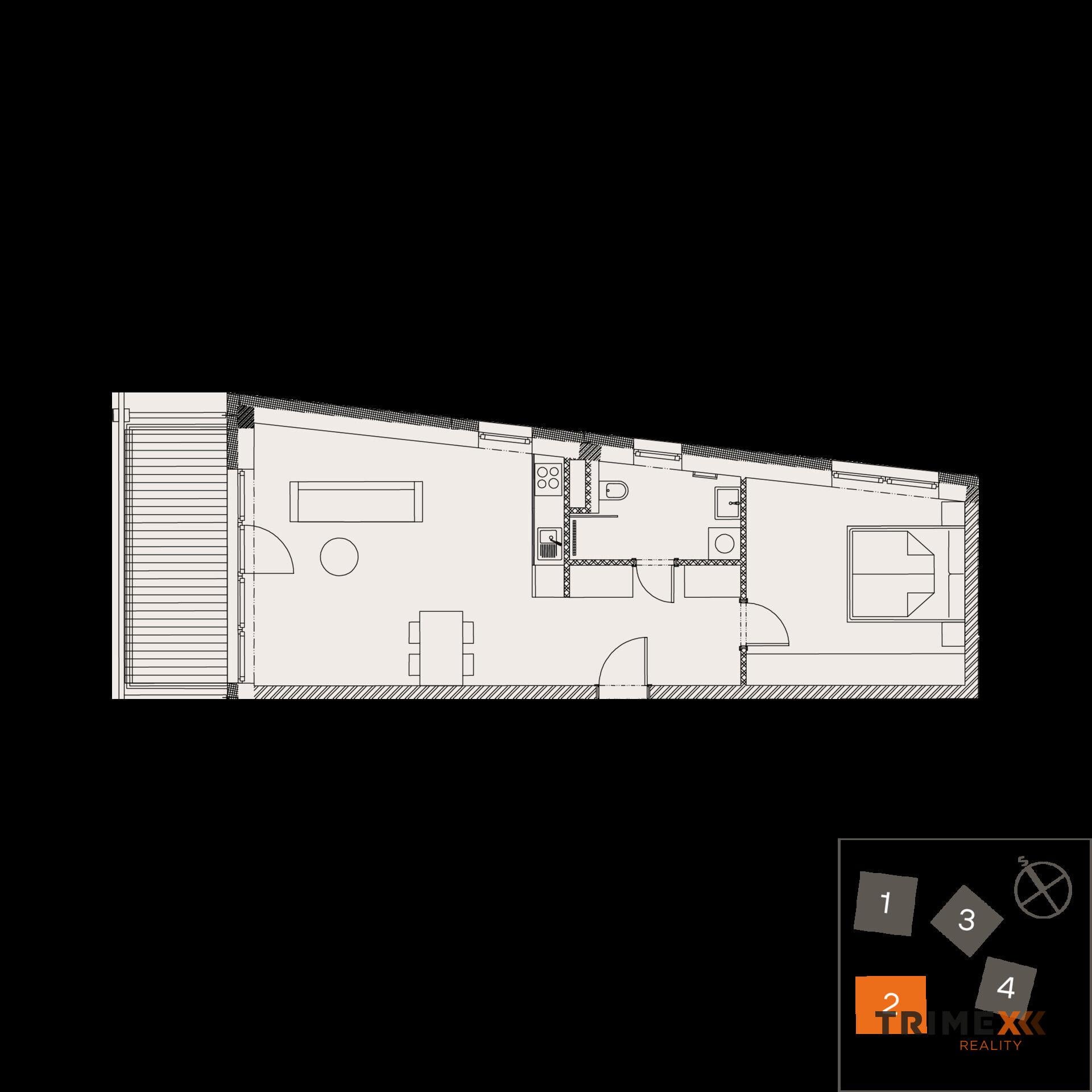 Rezidenci Štěpánov, Valašské Meziříčí, bytová jednotka 2+kk, 53,11 m2, balkon 9,04 m2
