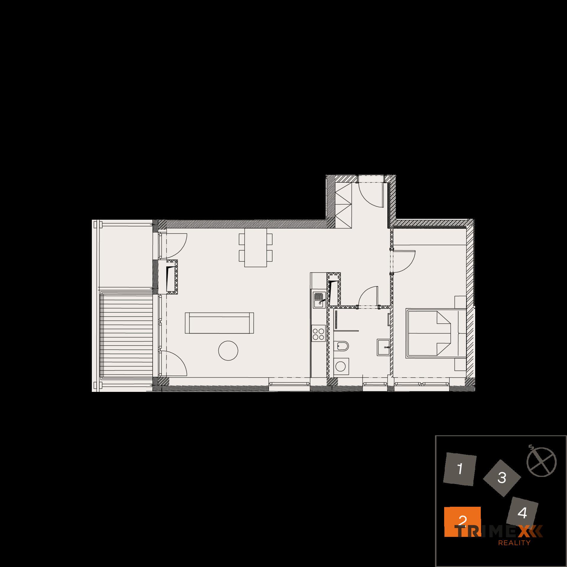 Rezidenci Štěpánov, Valašské Meziříčí, bytová jednotka 2+kk, 59,36 m2, balkon 5,73 m2