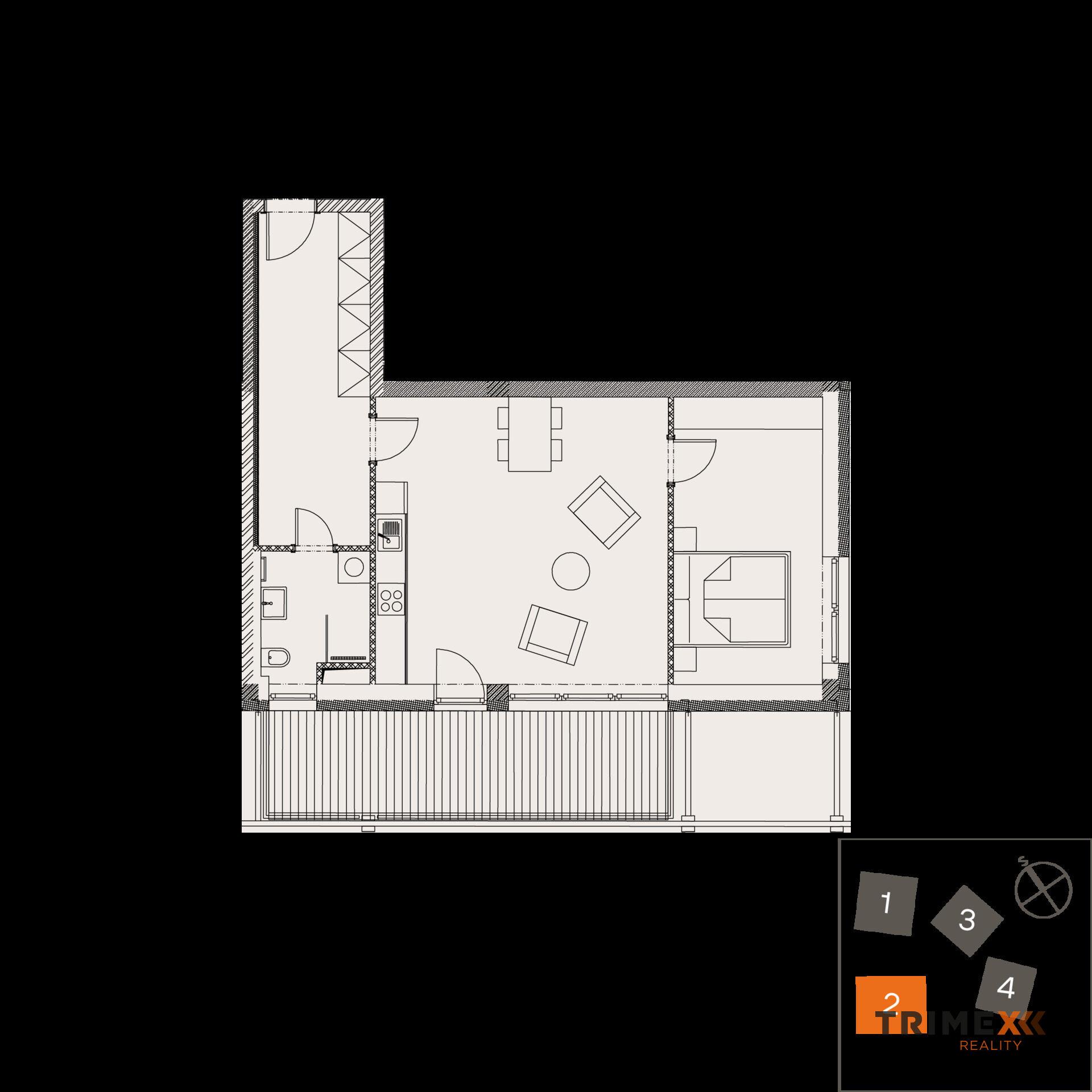 Rezidenci Štěpánov, Valašské Meziříčí, bytová jednotka 2+kk, 62,98 m2, balkon 15,35 m2